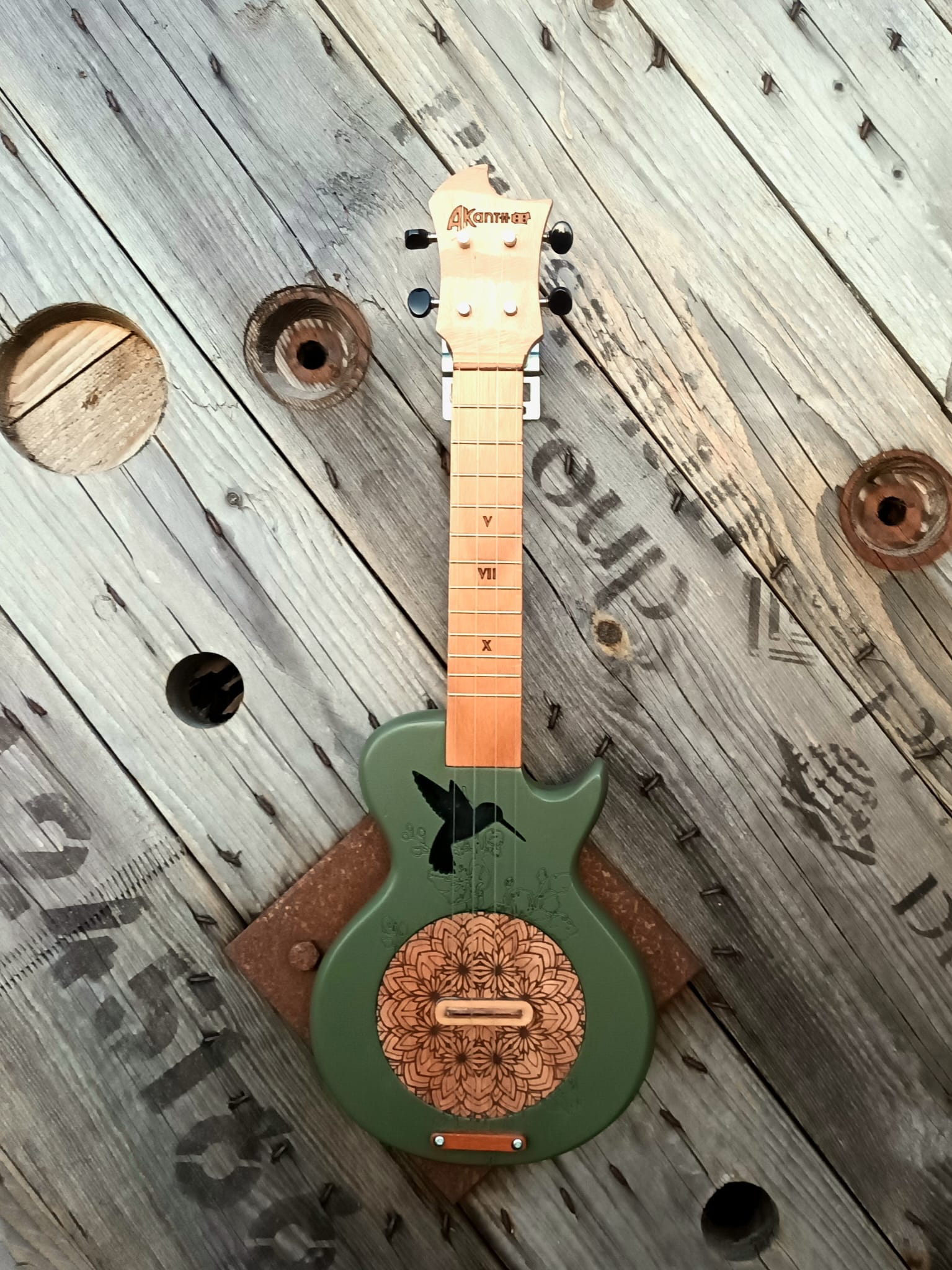 Slash colibri -ukulélé Akanth accoustique avec sortie d air en forme de colibri